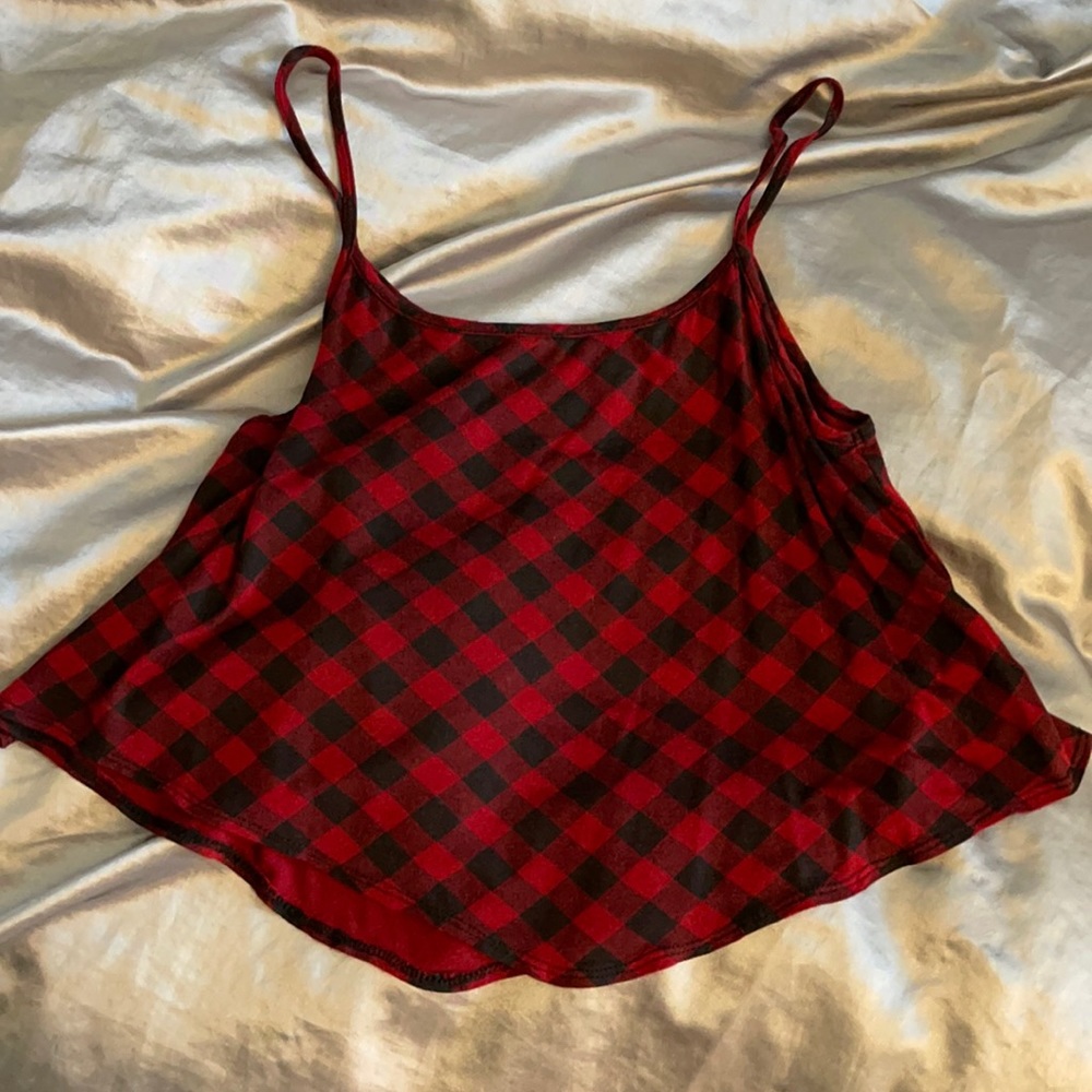 Red checkered loose fitting top
